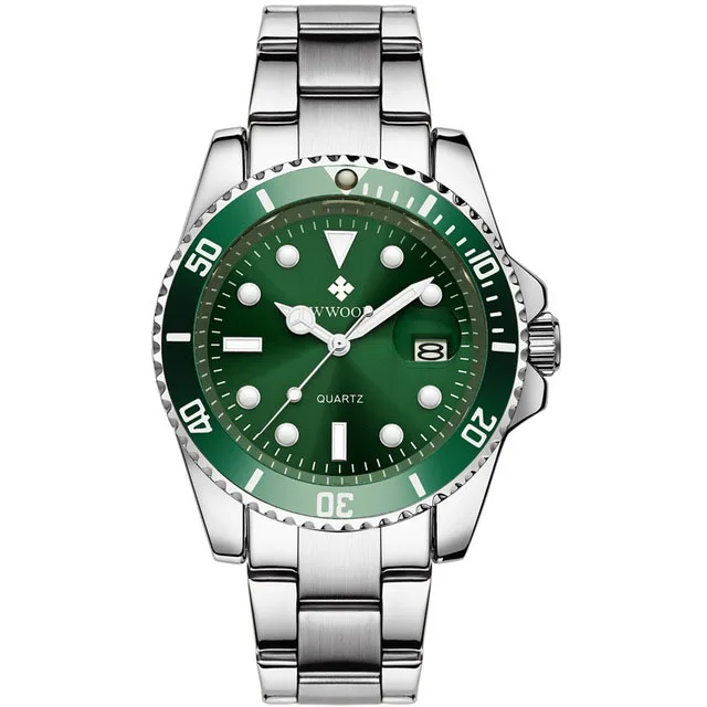 

WWOOR 8878 Mens Watches New Luxury Brand Watches Quartz Stainless Watch Fashion Luminous Calendar Wristwatch relogio masculino, 4 colors