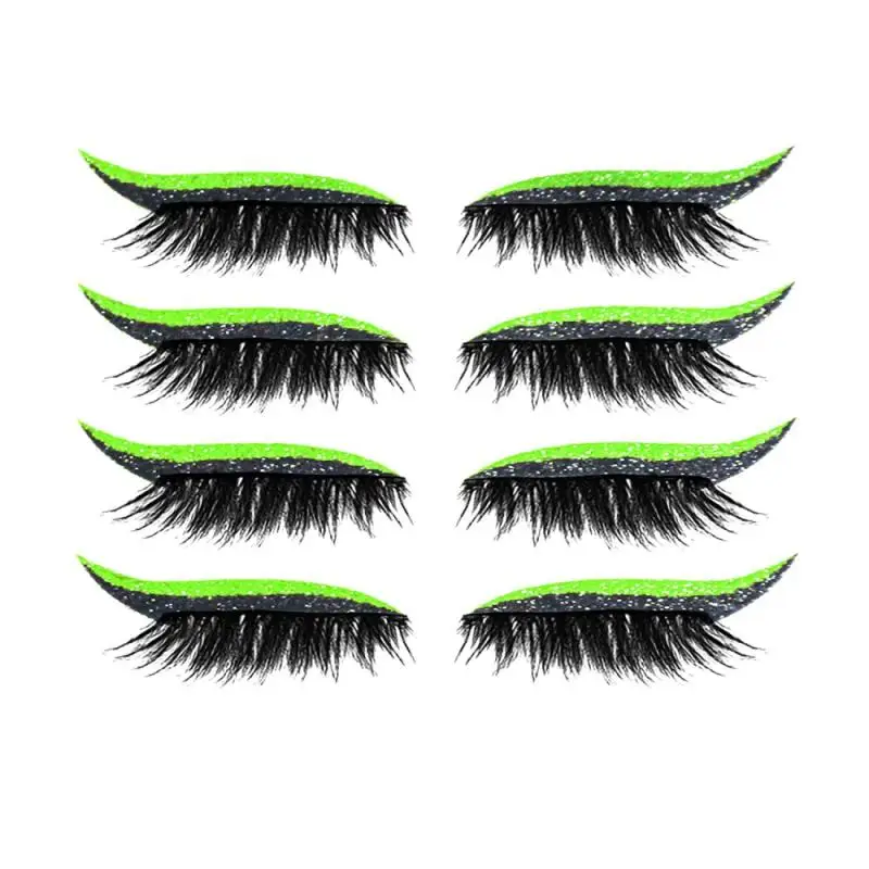 

4 Pair Reusable False Lashes Eyeliner And Eyelash Stickers 7 Color Waterproof Eyeliner Eyelash Stickers Easy To Use And Remove