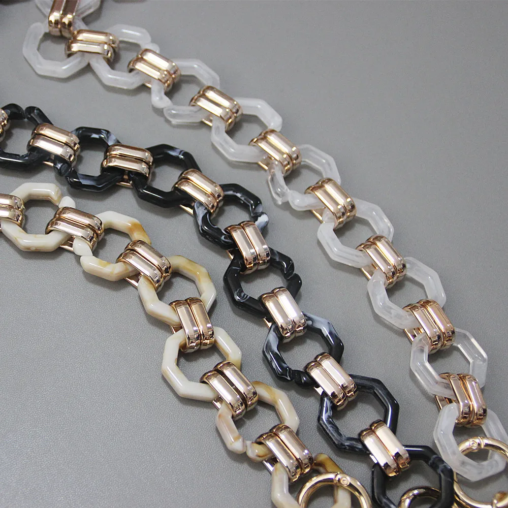 

Kesoil-T Female Fashion Resin Thick Bag Chain Strap Retro Mixed Gold Custom Resin Thick Chain For Handbags