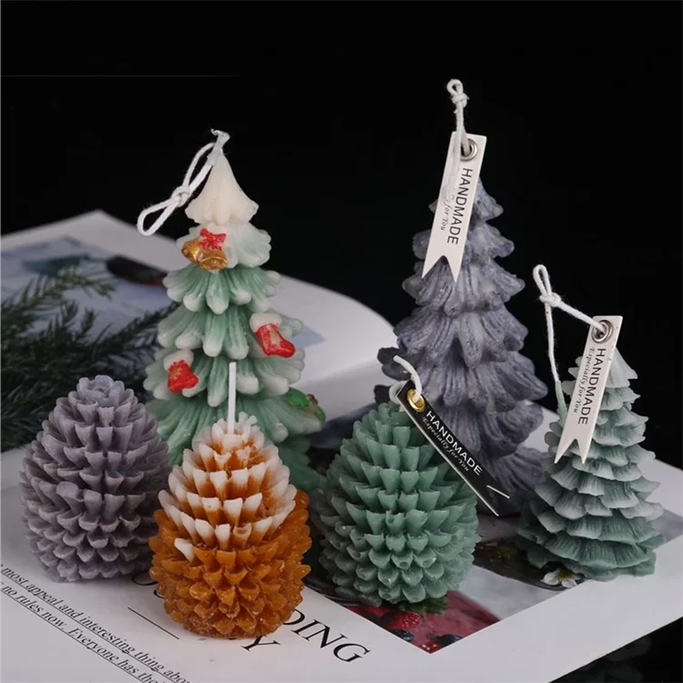 

Y2020 Pine cone Candle Silicone Mold DIY Christmas cylinder silicone soap mold, Random