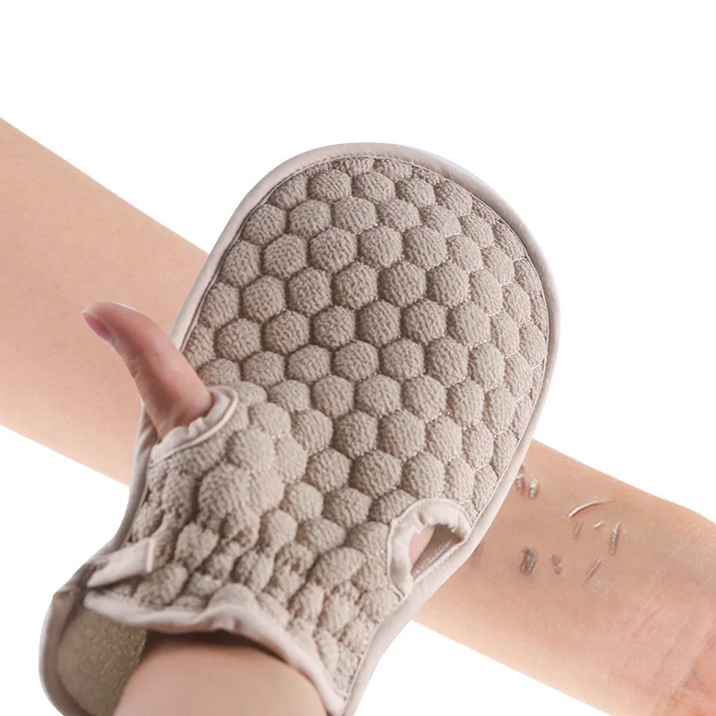 

Wholesale Double Sided Thickened Back Rubbing Mud Decontamination Bath Glove Custom Shower Mitt Scrubber Exfoliating Bath Gloves