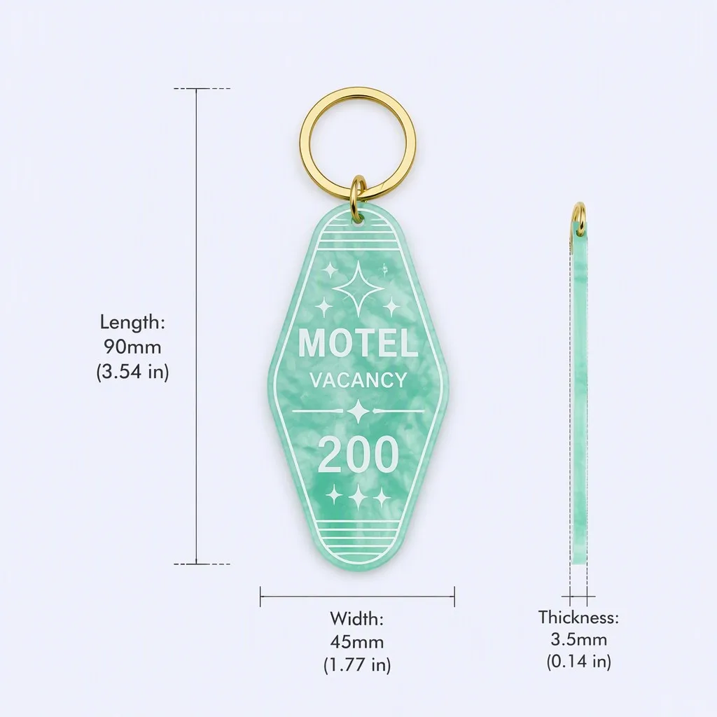 Motel Keychain Dimensional Scale and Size Specifications