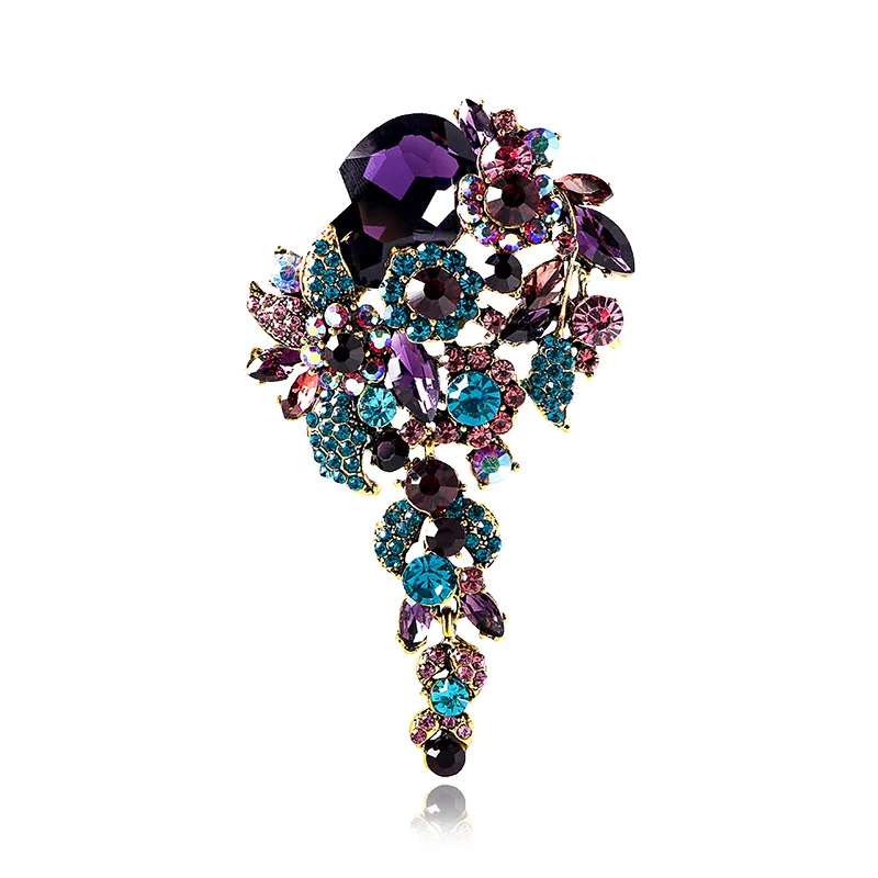 MT01092330 Fashion Crystal Flower Brooch Women Rhinestones Brooch Jewelry Wholesale