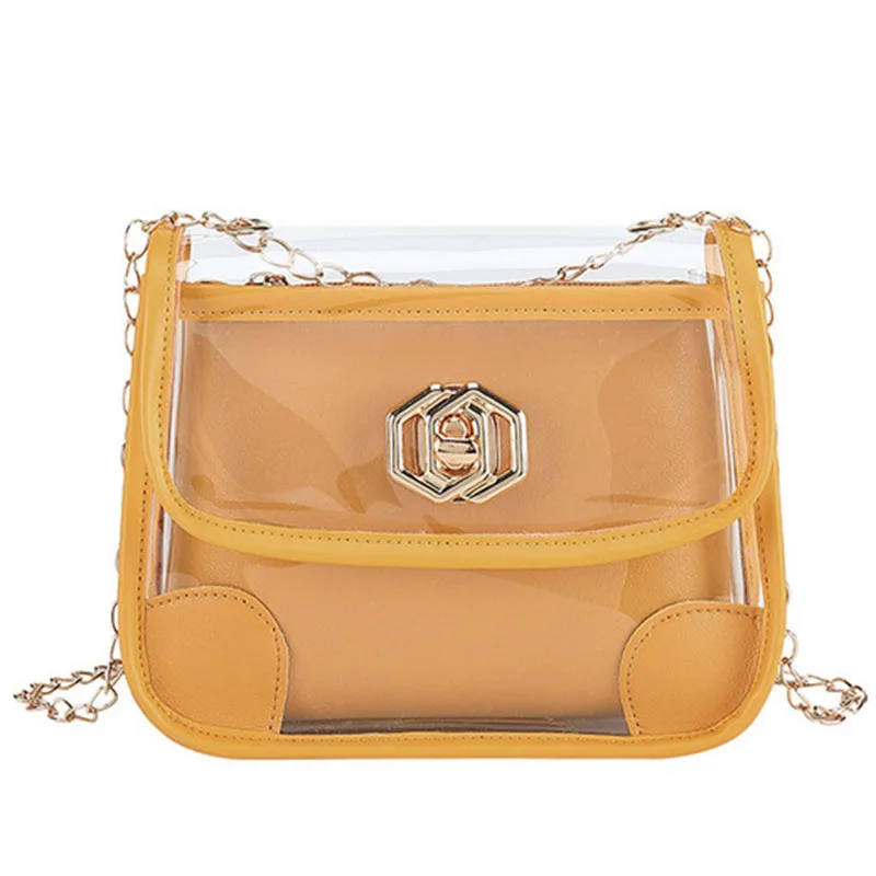 

Fashion Modeling Metal Lock One-shoulder Chain Bag Explosive Transparent PVC Shell Jelly Bag Casual All-match Lady Messenger Bag