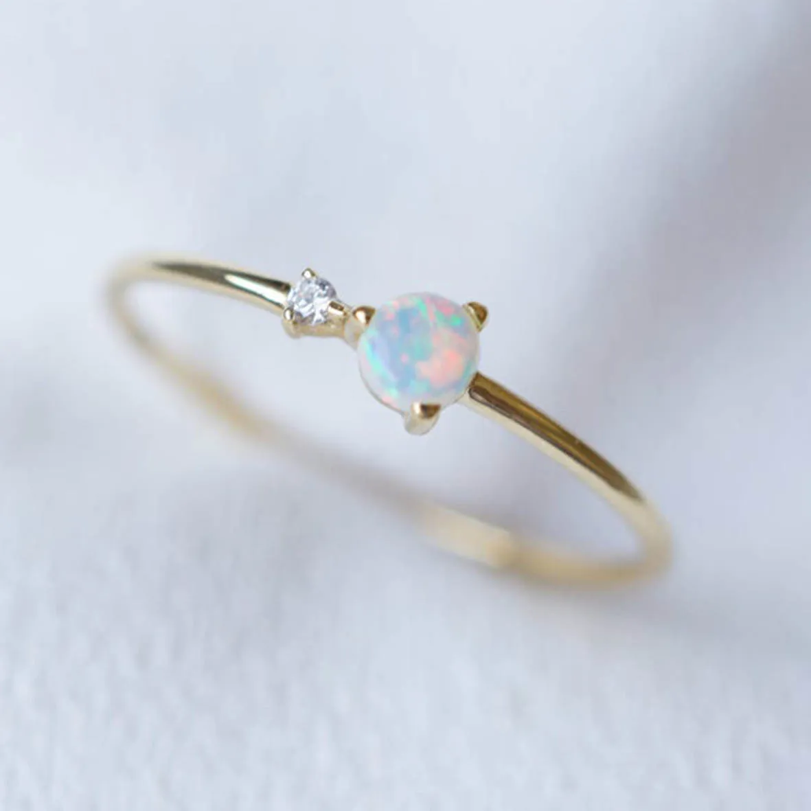 

14K Gold Opal Diamond Ring rose gold opal ring diamond opal engagement ring white gold Opal Promise Ring platinum opal anniversa