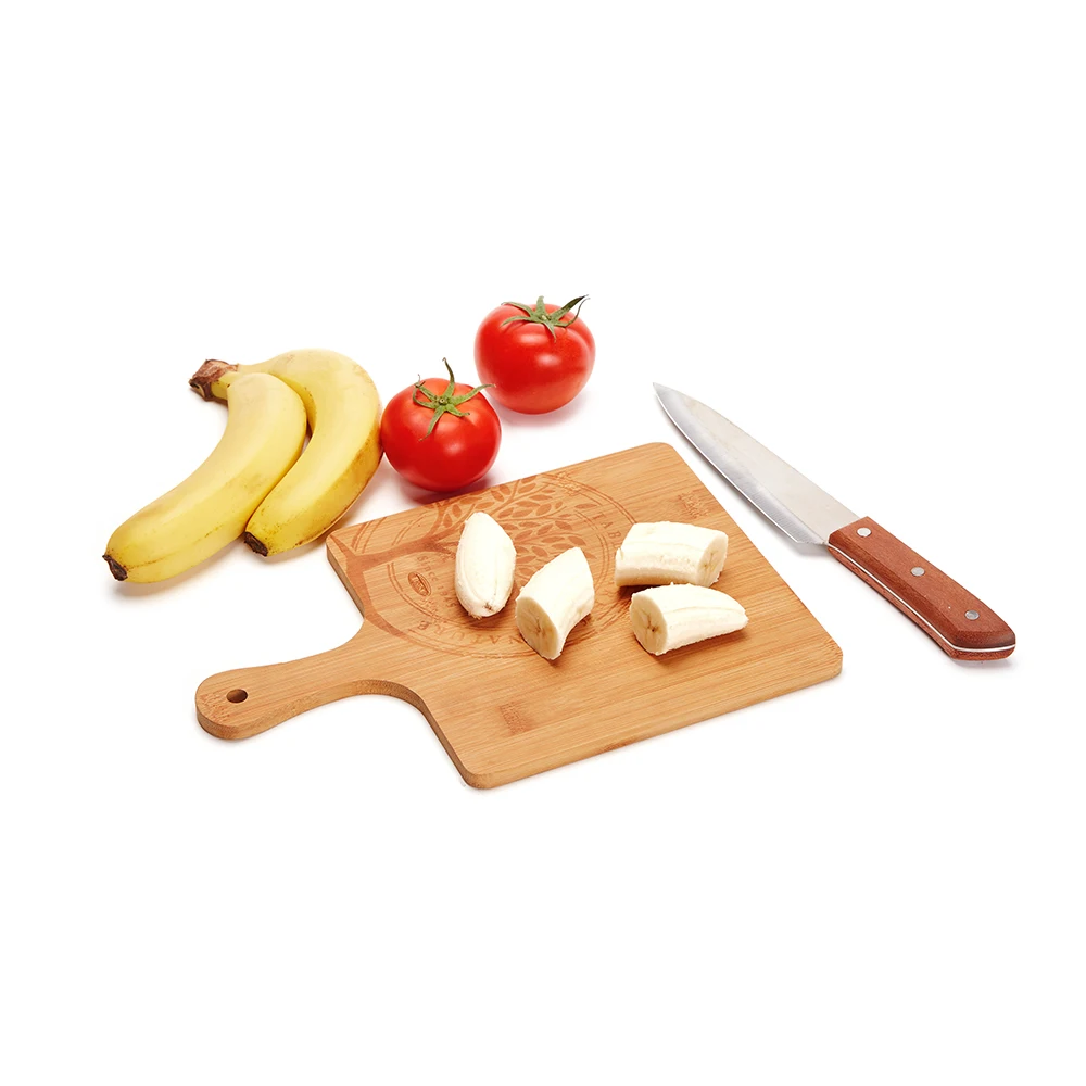 

Custom Pattern Square Cake Board Tray Pizza Cutting Board Bamboo Bread Cheese Cutting Board with Handle Chop, Natural