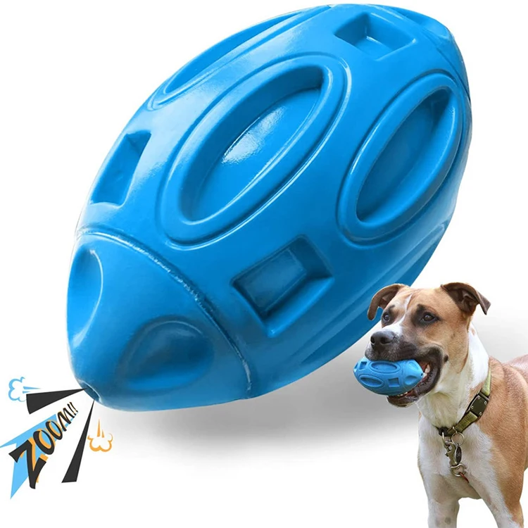 

Dog Toys for Aggressive Chewers:Rubber Interactive Dog Ball with Squeaker, Almost Indestructible Tough Durable Pet Chew Toys, Blue/orange/green