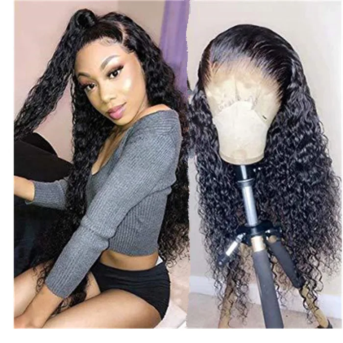 

Hd Transparent lace frontal wig 13x6 deep wave curly pre plucked 360 full lace closure wig for black women 150% density