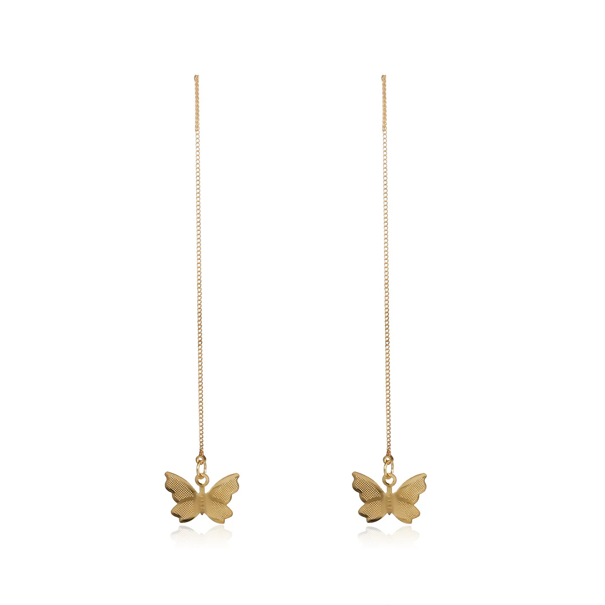 

Women Jewelry Korean Style Gold Butterfly Charm Tassel Earrings
