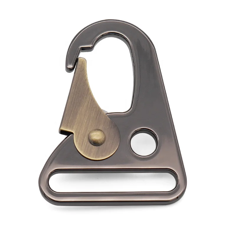 

Wholesale  Metal Flat Custom Spring Hook Durable Sling Clip Buckle Snap Hook Dog Hooks for Strap, Gunmetal