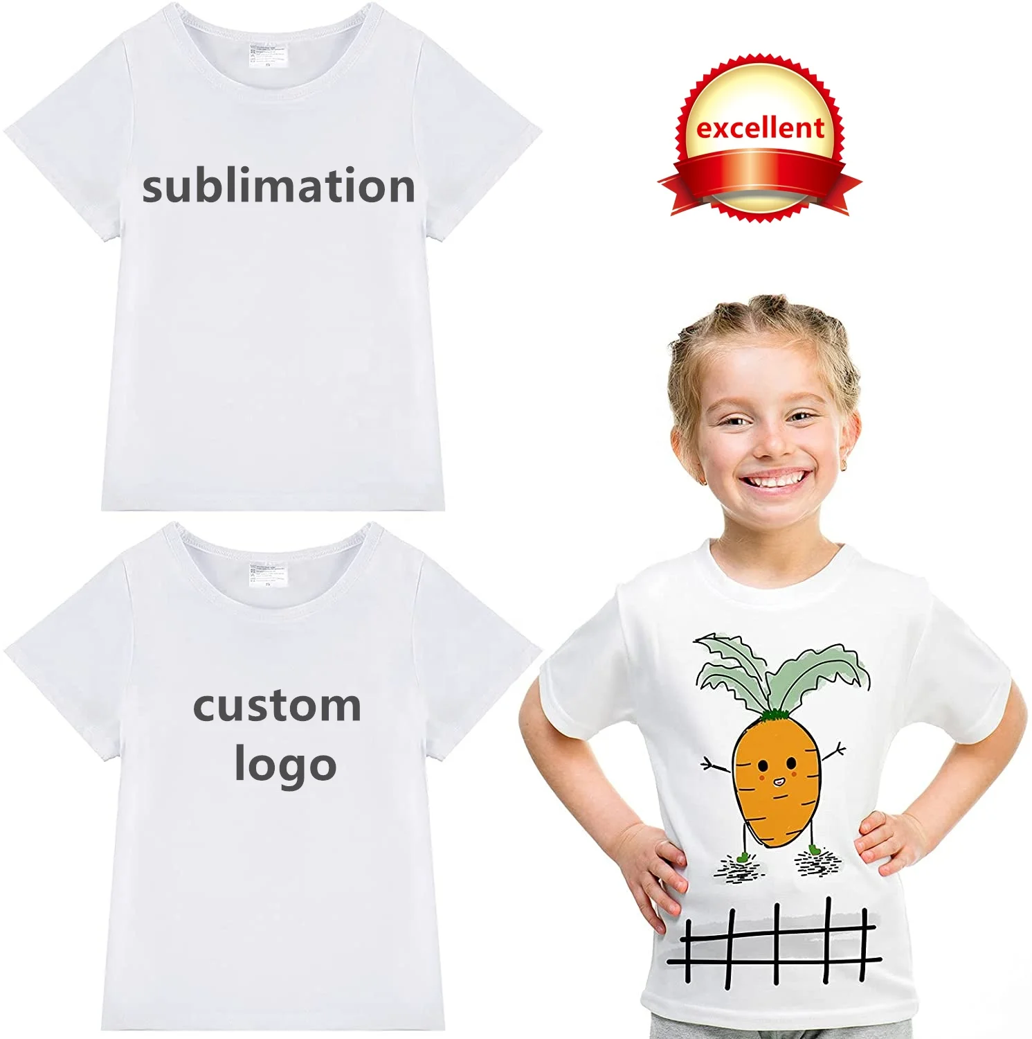 

Sublimation Kids Tshirts For Boys Kids Blank Tshirt Girl For Sublimated Tee Shirt 100% Polyester Cotton Feel Print Custom Logo