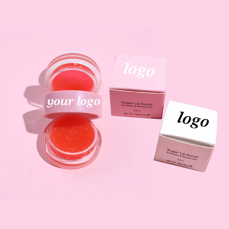 Wholesale Private 6 Flavors Organic Fruit Lip Care Scrub Custom Logo Vegan Vanilla Strawberry 2 in 1 Lip Scrub and Lip Balm