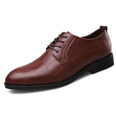 

A051 Fashional British Style Pointed Toe Wedding Business Leather Formal Dress Summer Flats Shoes Man Safety Oxfords Shoes, Black brown