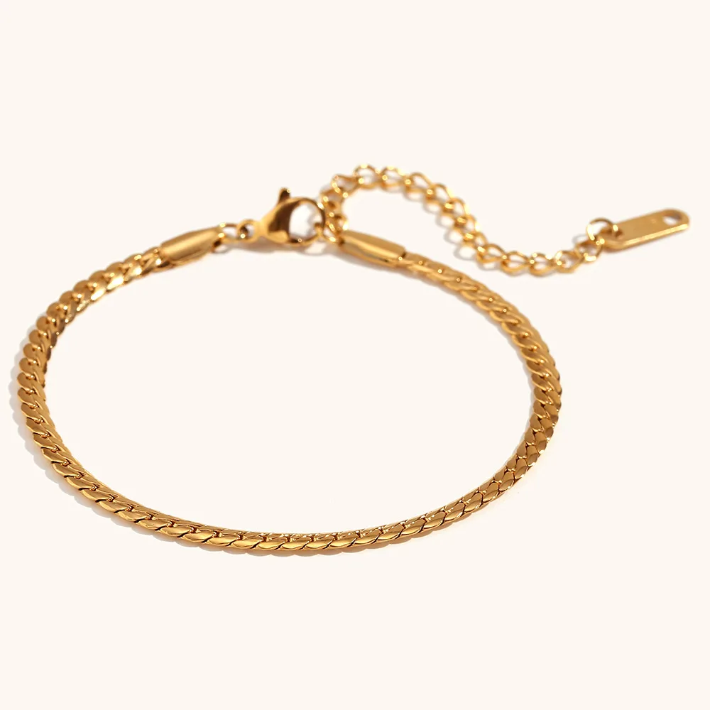 

ERESI Wholesale Hot Sale 18K Gold Plated 316L Stainless Steel Cuban Link Figaro Rope Chains Design Gold Bracelet for Women Men