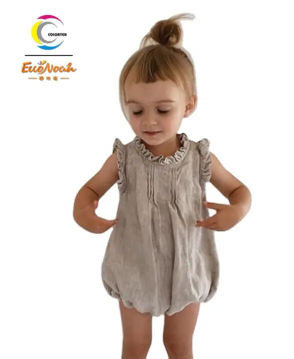 

plain baby girl dresses Solid color girl Baby Linen Rompers infant clothing New born Baby Girls creeper
