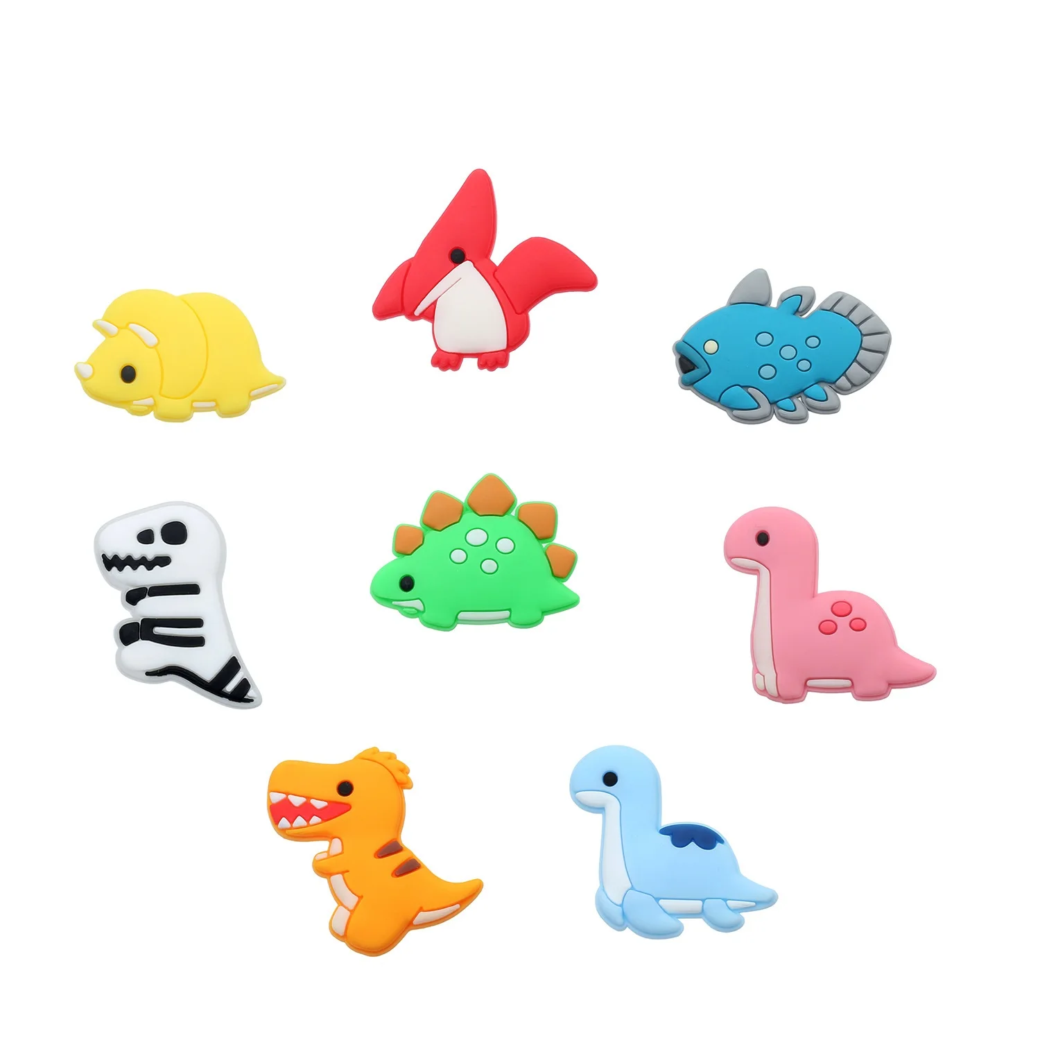 

2021 HOT SALE wholesale cartoon dinosaur cute and colorful soft pvc shoe charms for kids shoe decoration, Picture
