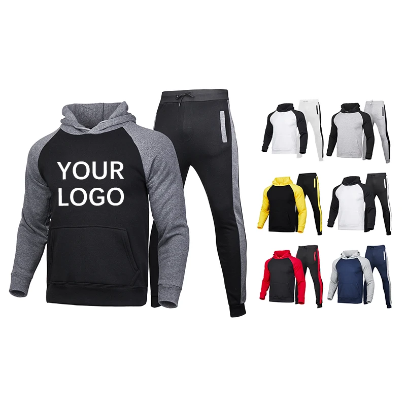 

Premium Custom Logo Blank Man Jogger Plus Size Track Suits 2 Pieces Set Sweatsuits Men Autumn Winter