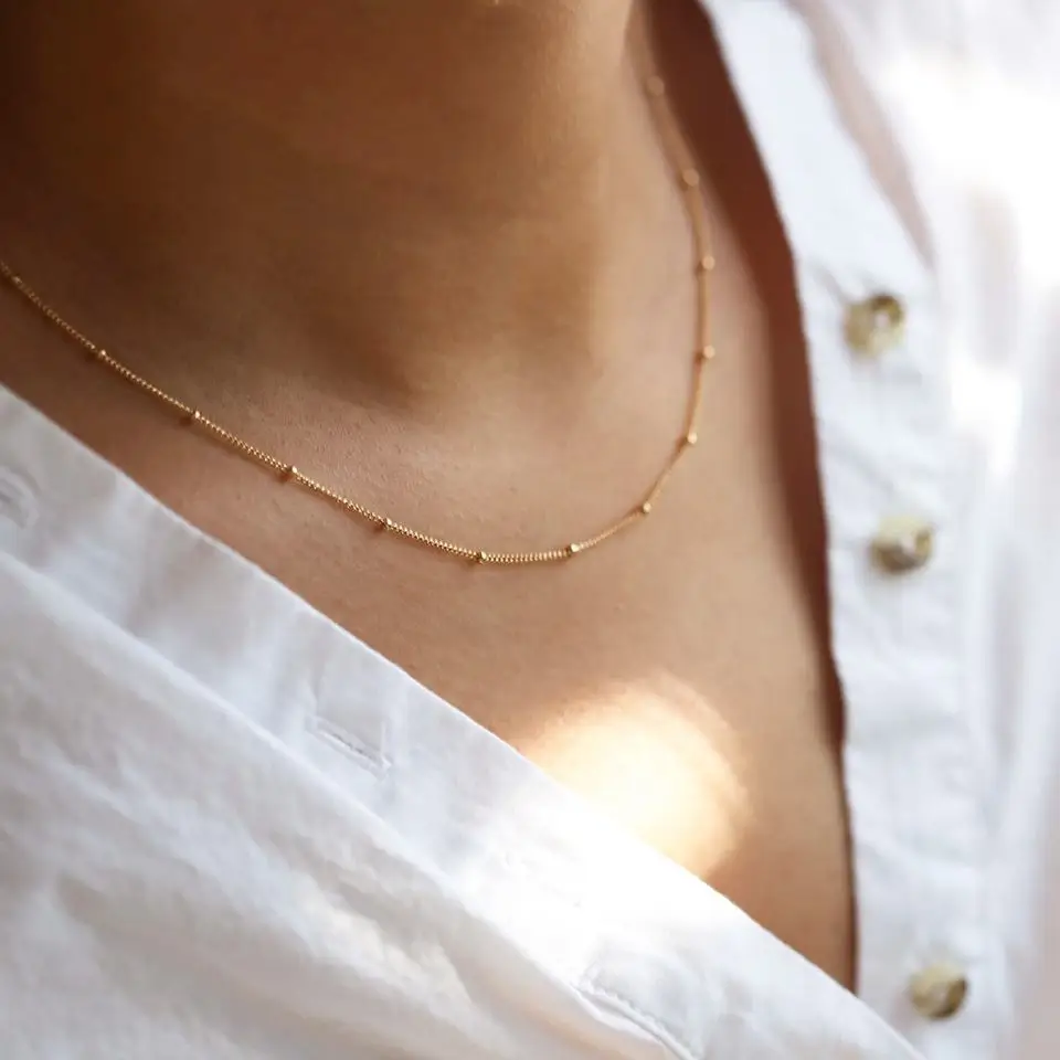 EManco Europe and America New Simple 316L Stainless Steel Necklace Rose Gold Collar Chain Choker Chain