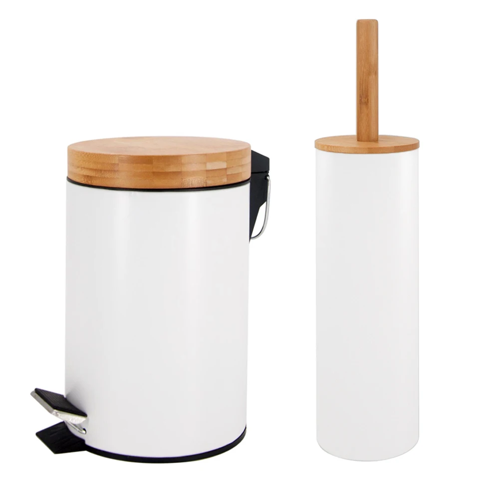 

hotel household bamboo surface treatment 3L/5L small waste bins trash bin, Siliver,white(customize)
