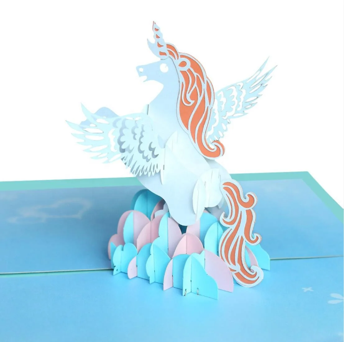 

Free shipping 10pcs/lot Cartoon Animal Unicorn 3D stereoscopic Invitations Cards Laser Cut Festive Party Supplies