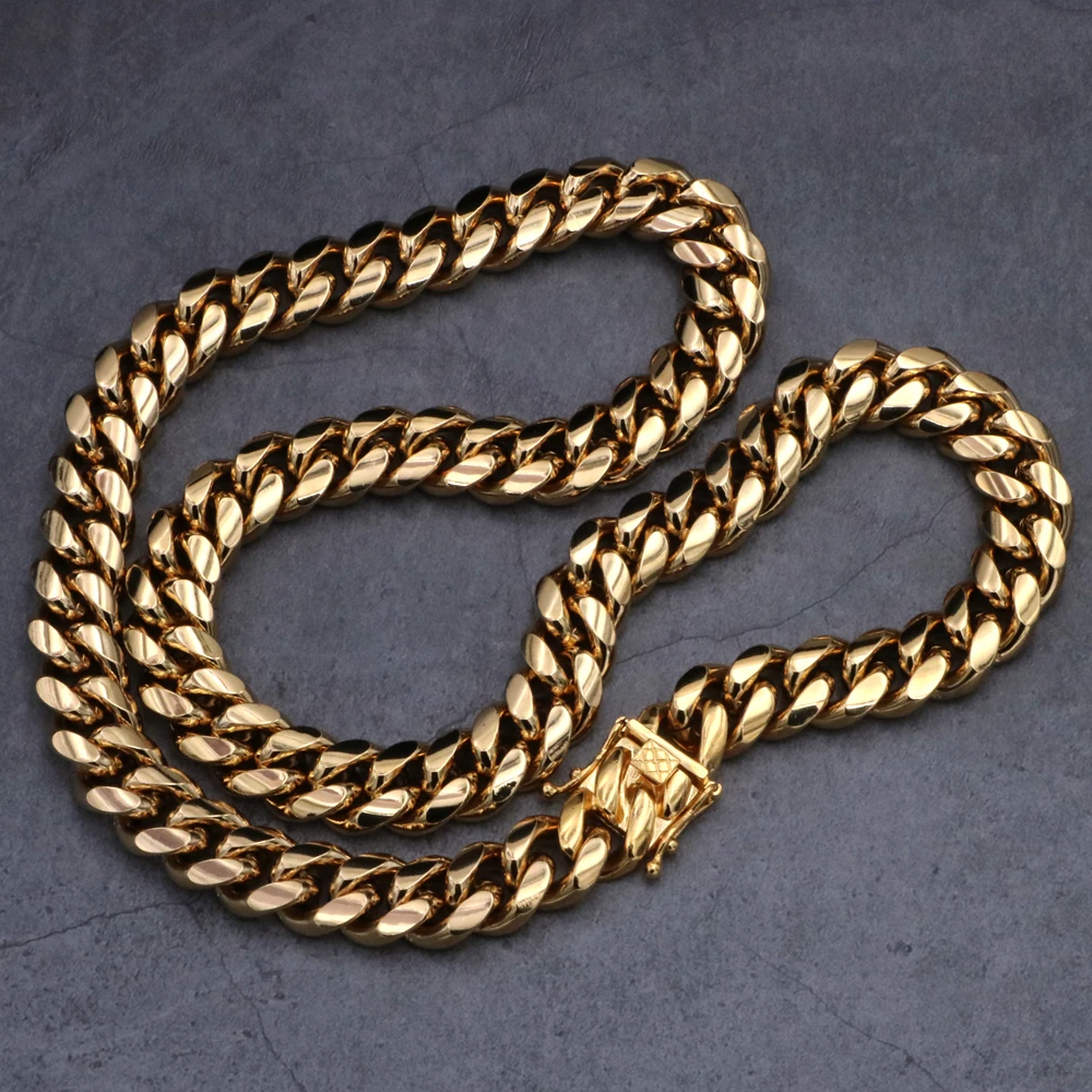 

Misterjewelry Stock Sale 8/10/ Stainless Steel Cuban link 18K Gold Plated Chain, Cuban Chain Necklace, 18k pvd gold