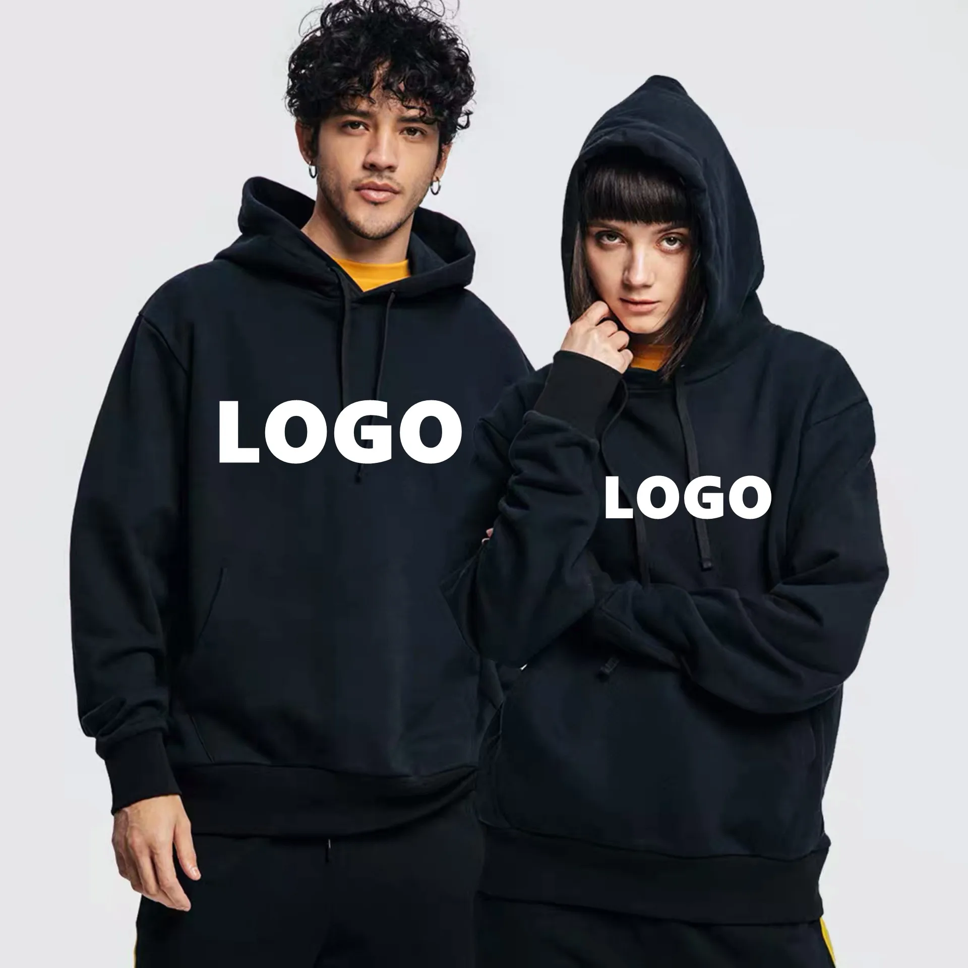 

PDEP high quality thick S-3XL 100% cotton 2021 Solid Color blank Hoodie embossed Custom LOGO Men's Hoodie unisex