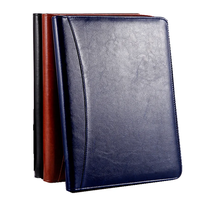 2025 New Design A4 Size PU Leather File Folder Calculator Multi-Function Zipper Portfolio Customized Logo New Bag Document