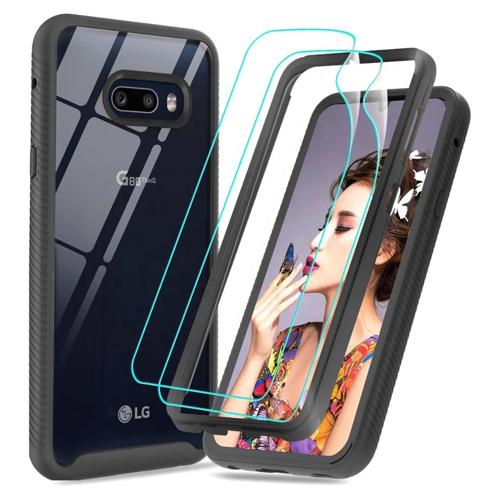 

LeYi Hot Sale Phone Case Cover For LG G8X Clear Bumper Case TPU&PC With Tempered Glass Screen Protector[2 pack], Black