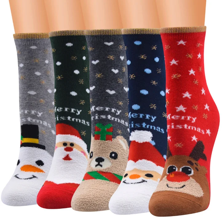 

Fuzzy Cute Crew Xmas Decoration Gift Set Christmas Women Socks A811, As picture shows