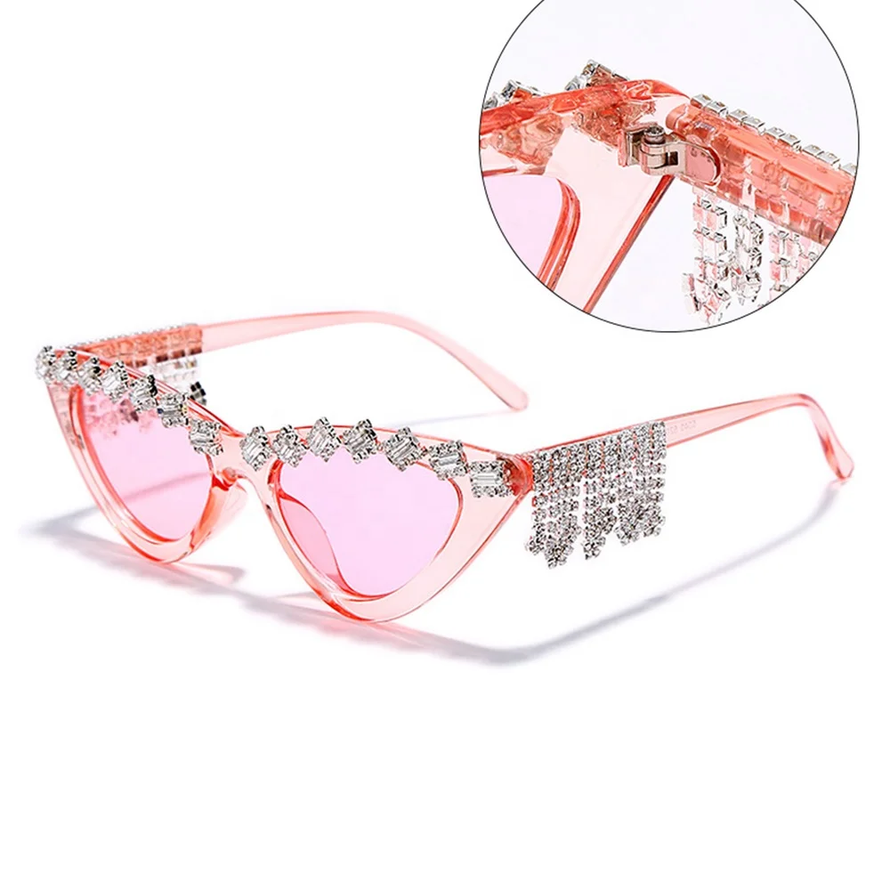 

New rimless diamonds cat 3 uv400 sunglasses ladies women cateye sunglasses 2022