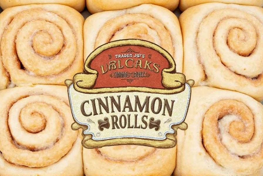 Trader Joe's cinnamon rolls package showing five individual rolls with cream cheese frosting packets