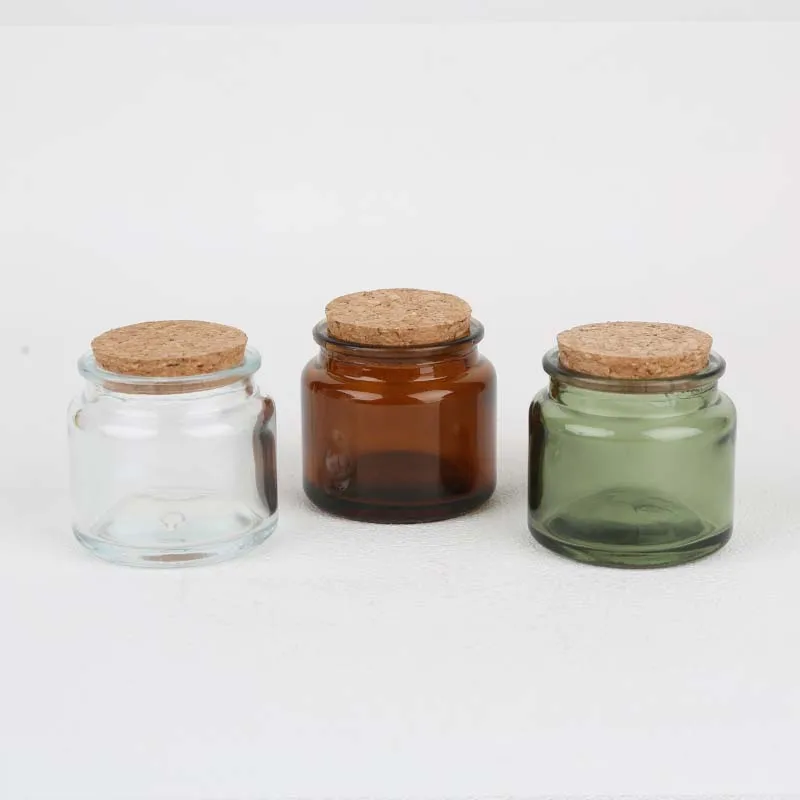 

In Stock DIY Cup Amber Green Clear 4Oz 100Ml Container Empty Glass Candle Jar With Cork Lid Candle Vessel