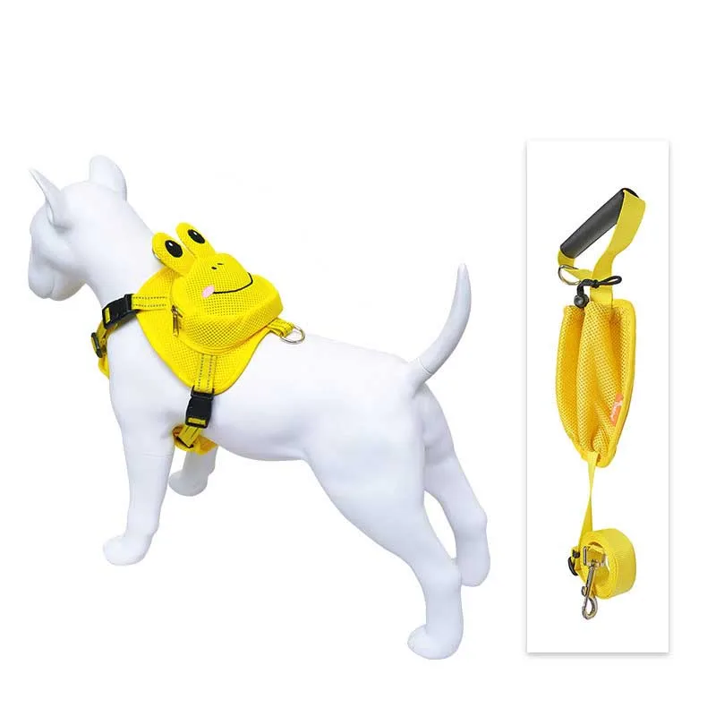 

Custom Pet Backpack Leash Small Dog Snack Storage Bag Harness with Lead Pet Cartoon Backpack Harness with Leash