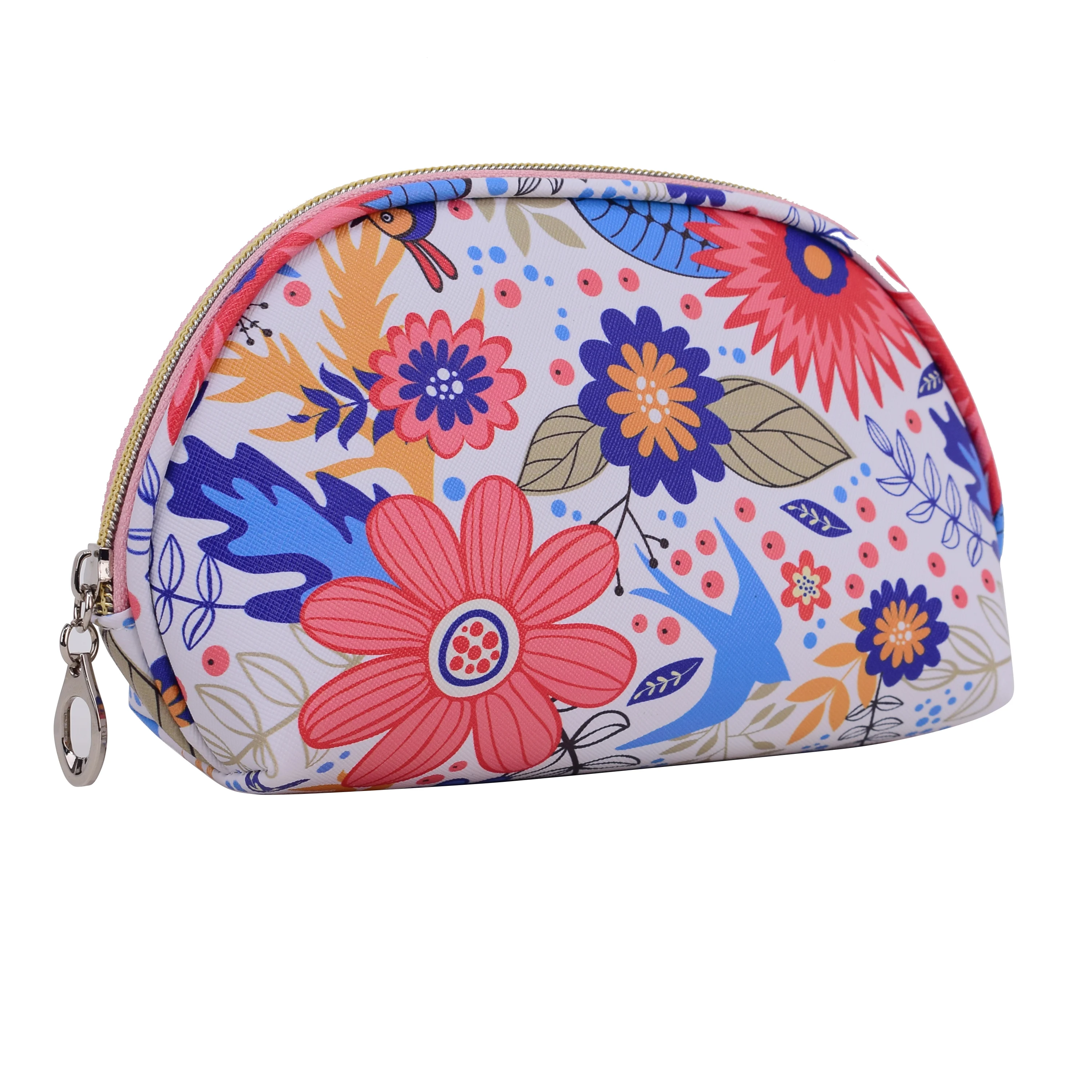 

New Hand Zipper Cosmetic Bag Semicircular Makeup Brush Pouch Shell Portable Storage Carry Bag