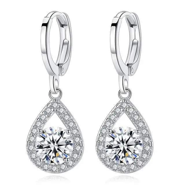 

CAOSHI Amazon Hot Sale Elegant Classic Earring Wedding 925 Silver Plating Zircon Drop Earrings for Women