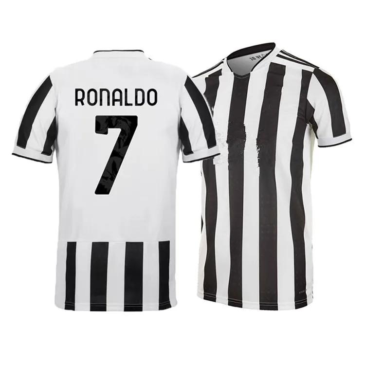 

2021 Thai Quality European Italy Club Cristiano Ronaldo Short Sleeve Sport Football t-Shirts White Stripe Jersey Soccer Uniform, Custom color