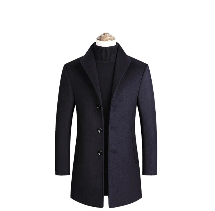 

Coldker Men Wool Blends Coats Autumn Winter New Solid Color High Quality Men's Wool Jacket Clothing, As shown