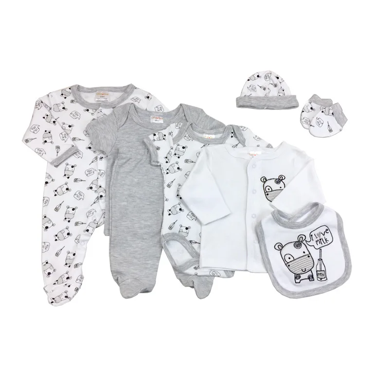 

High Quality Outfits Floral Cute Toddler Baby Girl Clothes 100% Cotton New Born Available Baby Clothes 8 Pcs Set In Stock