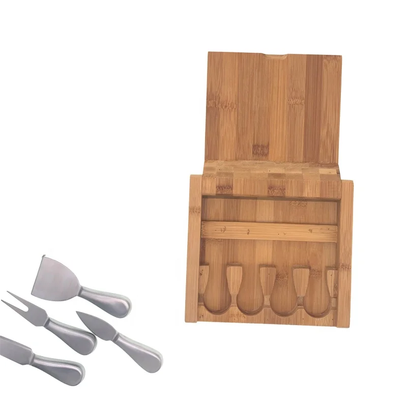
Easy storage 4pcs cheese knife set in bamboo box 