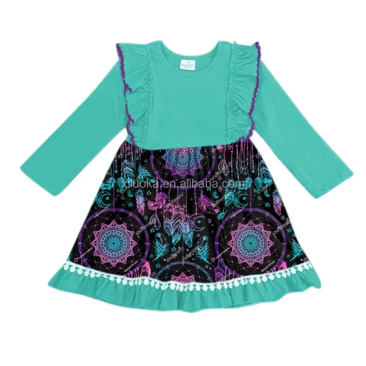 

Lovely Babies Autumn Fall Long Sleeve Girls' Dresses Dreamcatcher Baby Girl Dresses, Picture