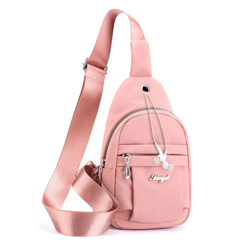 

Pink Black Gray Green Women Waist Pack Nylon Travel Crossbody Single Shoulder Small Female Nylon Phone Chest Bags