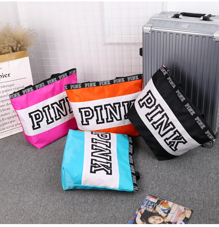 

custom fashion logo sport Lady large capacit hand bags backpacks waterproof Outdoor Pink zipper handbags, As show