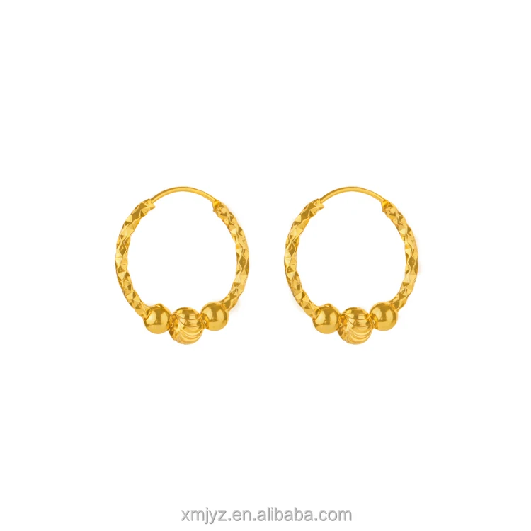 

Korean Fashion Popular Gold-Plated 14K Earrings Personality Wild Round Bead Earrings Factory Direct Supply