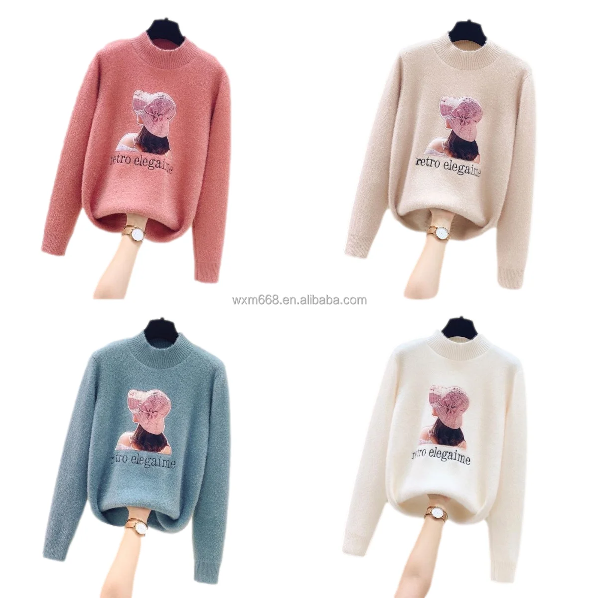 

New women's sweater factory women's wool cashmere sweater knitting turtleneck pullover wholesale