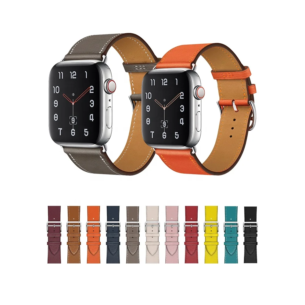 

Replaceable Watch Strap Luxury Genuine Leather Smart Watch Band For Apple iWatch 38/40mm 42/44mm, 11 colors