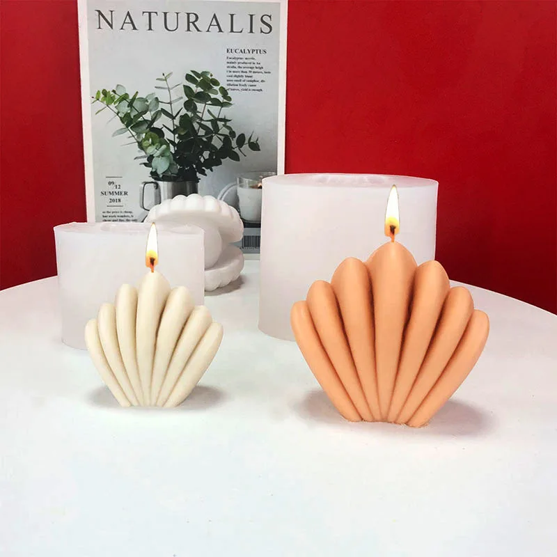 

New Big Small Size Shells Candle Silicone Mold Handmade DIY Home decoration Candle Drop scents Mold, White