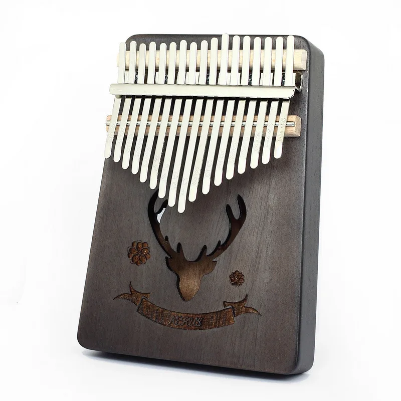 

Elegant Buck Carved Wooden 17 Keys Portable Kalimba Custom Logo, Black