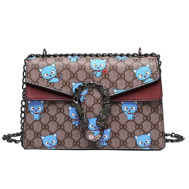 

2021 new wine god bag personalized trendy small square European and American fashion printed shoulder bag handbags