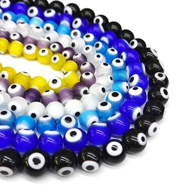

8mm Charm Round Loose Evil Eye Beads for Jewelry Making Wholesale Turkish Eye Lampwork Beads