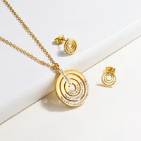 

BAOYAN Gold Silver Plated Round Rhinestone Stainless Steel Jewelry Sets